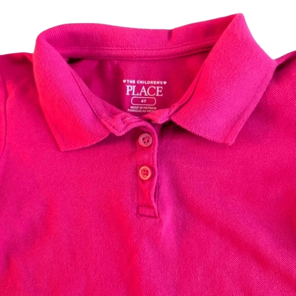 The Children's Place Girls Stylish Pink Polo Dress Cotton Casual Size 4T